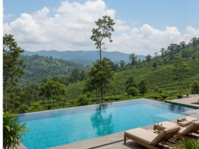 Tea Horizon Family Resort — Outdoor view (fictional demo image)
