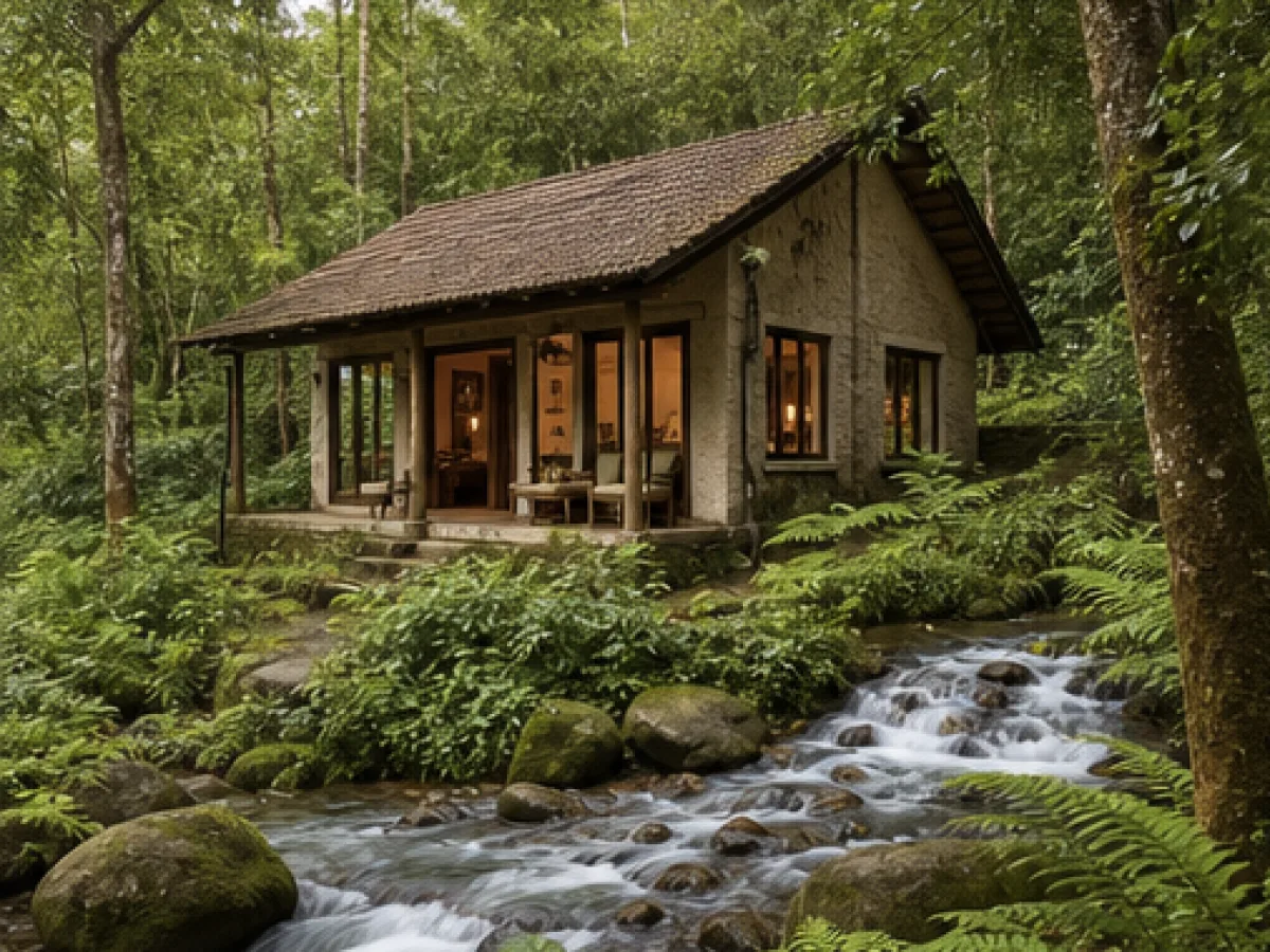Wild Brook Forest Cottage — Exterior (fictional demo image)