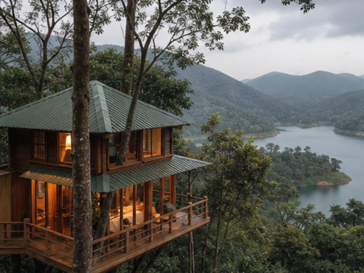 Lakeview Treetop Hideaway — Exterior (fictional demo image)