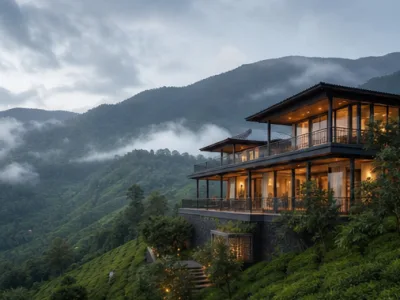 Emerald Peak Luxury Stay — Exterior (fictional demo image)