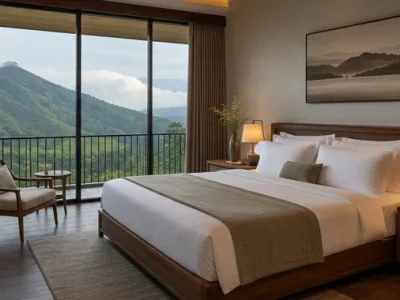Emerald Peak Luxury Stay — Bedroom (fictional demo image)