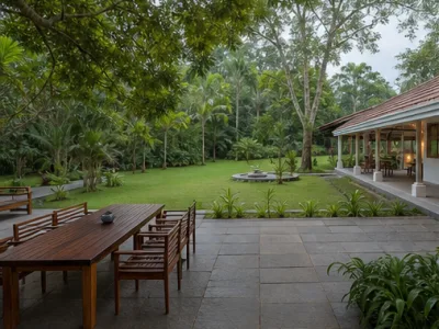 Banyan Courtyard Group Stay — Outdoor view (fictional demo image)